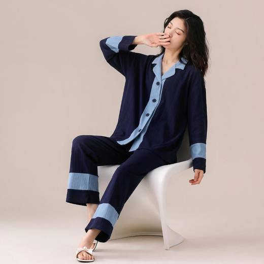 雀说睡衣女纯棉长袖新款柔软棉休闲家居服女款高级感套装AL22129 商品图1