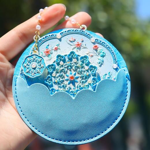 【珠链随身镜礼盒】银蓝凤鸣可悬挂博物文创镜子文创随身便携化妆镜高颜值桌面镜子 商品图4