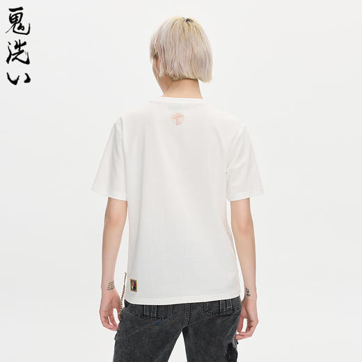 ONIARAI/鬼洗25秋季泥棒蓝女款五運色莲花银羊绣花短T N840287 商品图1