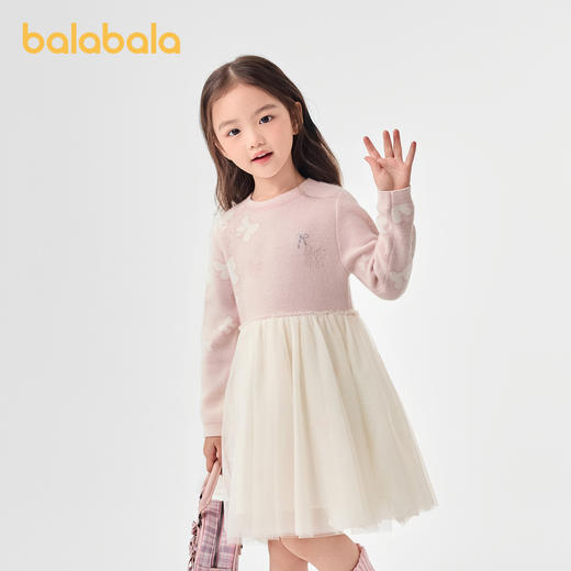 巴拉巴拉童装儿童连衣裙女童秋冬装网纱裙子针织小童宝宝洋气甜美 商品图0