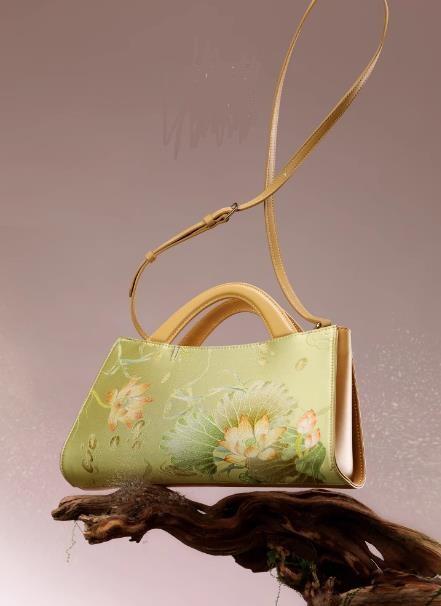 新中式国风桑蚕丝旗袍牛皮印花，高端斜挎单肩手提包包TX-LD120115 商品图2