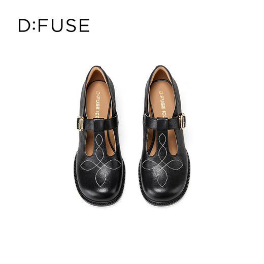 Dfuse迪芙斯2025秋季新款时尚浅口鞋复古粗中跟T带显瘦玛丽珍鞋职业通勤鞋DFD3111033 商品图9