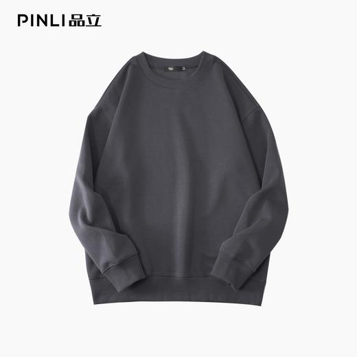 PINLI品立2025秋季新品纯色百搭圆领卫衣潮牌宽松休闲套头男上衣GV253109030 商品图7