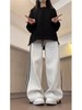 窄版阔腿裤女春秋新款高腰垂感休闲裤条纹束脚两穿加绒运动裤 商品缩略图3
