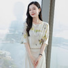 丁摩新款上新时尚扎染印花短袖真丝衬衫圆领套头百搭上衣AL3652 商品缩略图0
