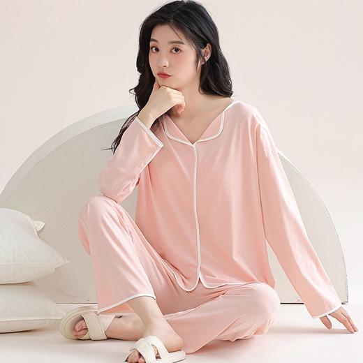 *莫代尔家居服套装女秋季薄款长袖长裤套装带胸垫可外穿家居服 商品图7