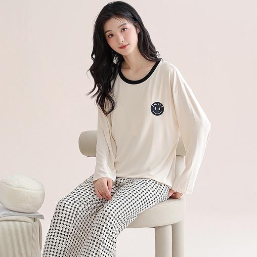 *莫代尔家居服套装女秋季薄款长袖长裤套装带胸垫可外穿家居服 商品图5