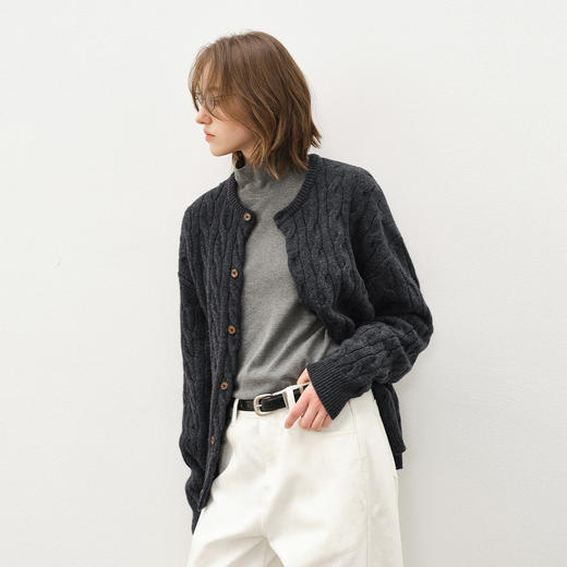 714street老钱风羊毛羊绒混纺毛衣开衫外套男2025秋冬情侣针织衫 商品图0