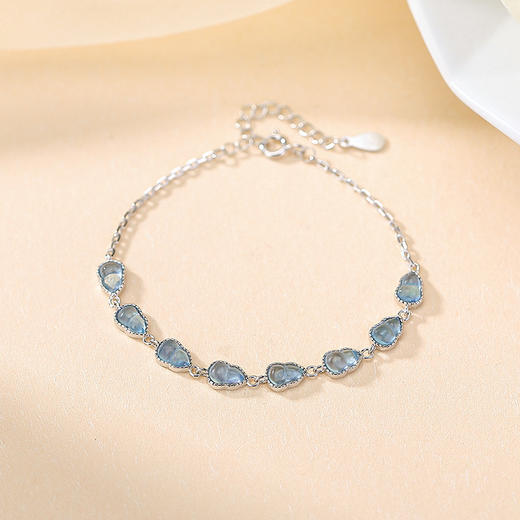 【葫芦醉舞】S925纯银葫芦福禄齿纹海蓝宝手链【CW-SL11842】 商品图0