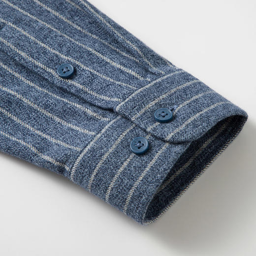 【全棉】罗蒙秋冬长袖条纹衬衫男士纯棉保暖柔软百搭休闲商务通勤长袖衬衣 商品图6