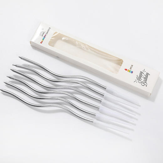 曲线蜡烛 银色6支装 创意生日蜡烛 商品图0