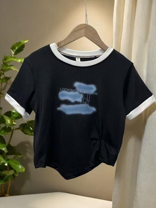 仅限11.11，不参与退【孤品捡漏】G17女童褶皱不规则针织弹力短袖-喜出 商品图2