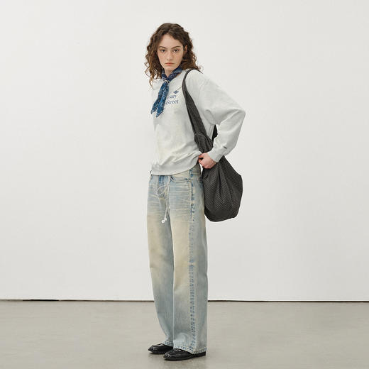 714street十周年美式复古印花圆领加绒卫衣男2025秋冬情侣长袖T恤 商品图0