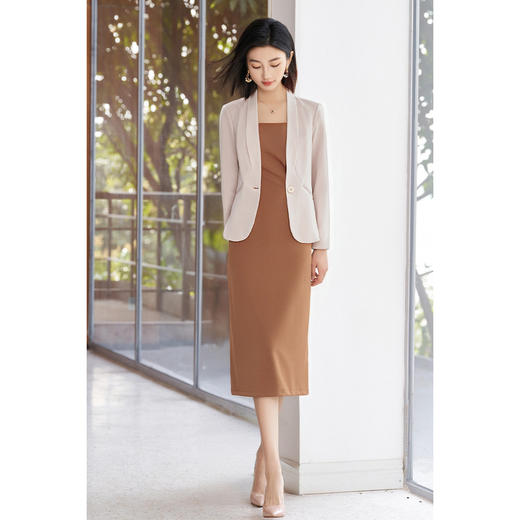 【无领西装外套方领背心裙两件套】套装裙子显瘦女秋季高级感4454 商品图3