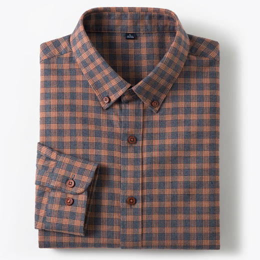 【全棉】罗蒙秋冬长袖格子衬衫厚款保暖时尚日常百搭休闲男士长袖衬衣 商品图4