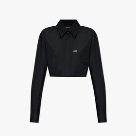 DSQUARED2 女士徽标标签棉质长袖衬衫 黑色 S75DL0910 S36275 900