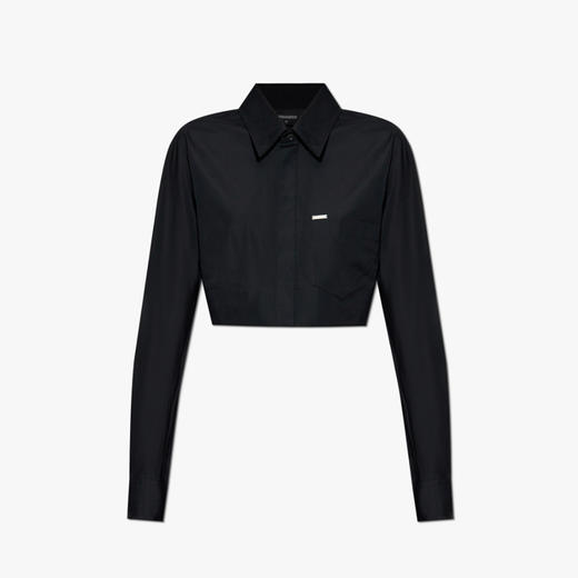 DSQUARED2 女士徽标标签棉质长袖衬衫 黑色 S75DL0910 S36275 900 商品图0