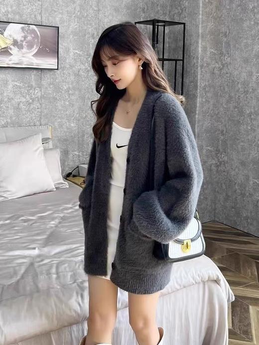 【孤品捡漏】G38深灰仿水貂毛针织开衫外套-喜出 商品图0