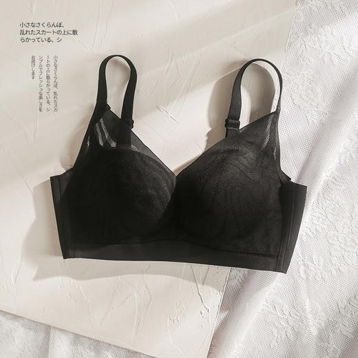 丁摩100%真丝聚拢内衣女防下垂小胸不空杯调整型桑蚕丝薄款文胸罩AL20214 商品图5