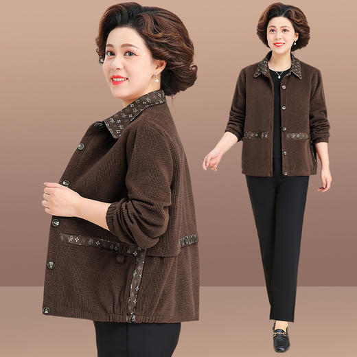 B-25C1609妈妈2025新款秋装外套中老年女装翻领上衣200斤时尚气质春秋 商品图1