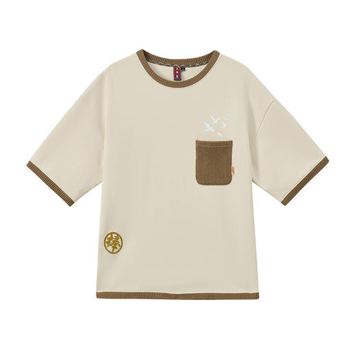 ONIARAI/鬼洗25秋季新品棒系列达摩海浪风景拼毛织短袖T N840279 商品图3