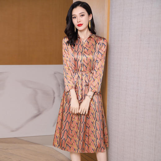丁摩 重磅真丝连衣裙春夏新款桑蚕丝裙子中长款大牌5ZF-2353 商品图3