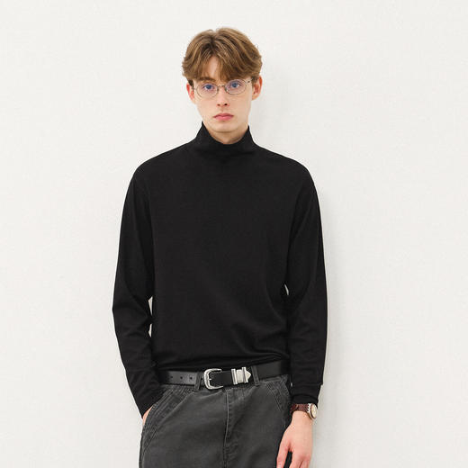 714street仿羊绒高级感长袖T恤2025秋冬季高领打底衫保暖男士内衣 商品图1