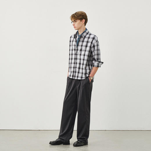 714street复古渐变格子衬衫男2025秋季宽松纯棉情侣长袖衬衣外套 商品图3