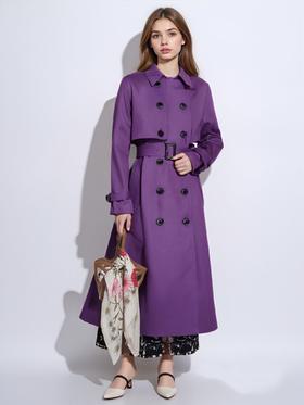 QG21008#英伦风立领双排扣风衣