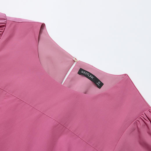 法式温柔设计感抽褶连衣裙女夏季泡泡袖收腰中长裙A字裙V1250834 商品图5