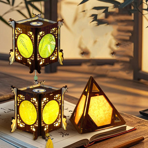 【中秋节DIY宋锦投影灯笼】手工材料包投影宫灯创意儿童手提古风花灯礼物仿宋锦 商品图2