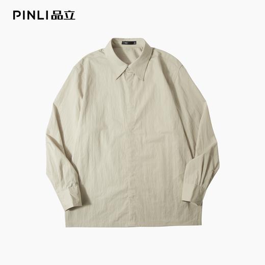 PINLI品立2025秋季新款男士宽松尖领纯色打底长袖衬衫休闲衬衣潮GD253113068 商品图4