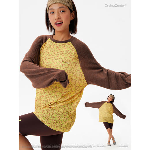 CryingCenter 半透碎花拼色插肩袖 哭喊中心 商品图6