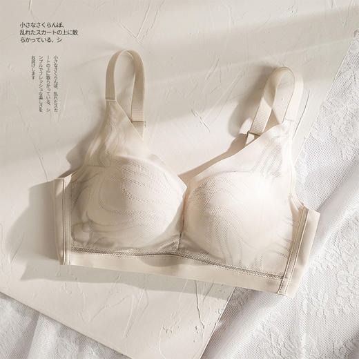 丁摩100%真丝聚拢内衣女防下垂小胸不空杯调整型桑蚕丝薄款文胸罩AL20214 商品图7
