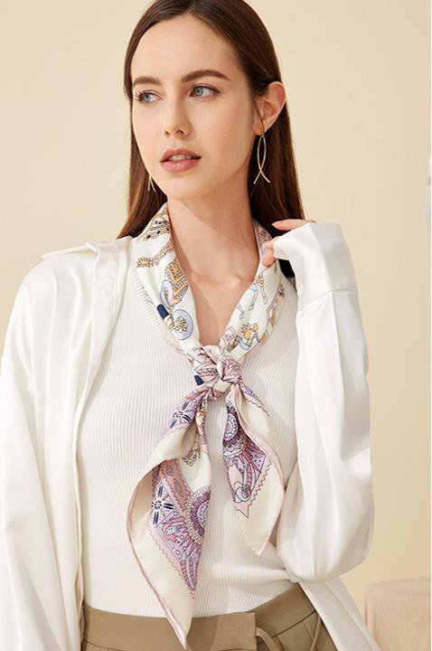 喜得宝重磅印花素绉缎大方巾86cm*86cm百搭丝绸礼品方巾 商品图14