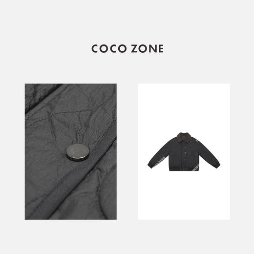 COCO ZONE 刘一一 秋冬美式复古拼接翻领单排扣棉服CC2D2777 商品图2