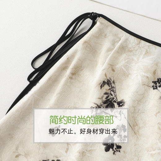 丁摩 国风水墨画醋酸半身裙女春夏季新款垂坠感气质长裙高腰A字型裙5ZF-32593 商品图2
