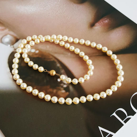 【天然正品】AU750收藏级黄金镶天然近完美约5.5-6MM真科研大证极光羽皇金南洋海水珍珠项链5.5-6MM链长：46CM女性现售价：4880！210825NJM13 商品图0