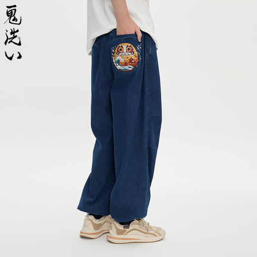 ONIARAI/鬼洗25秋季新品棒系列达摩刺绣宽松牛仔裤中性 25N4407 商品图1