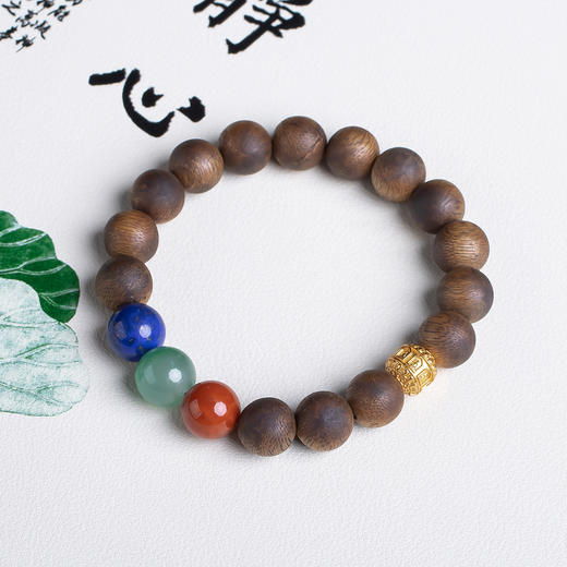 xy0565沉香+南红青金石非洲翠手串 商品图1