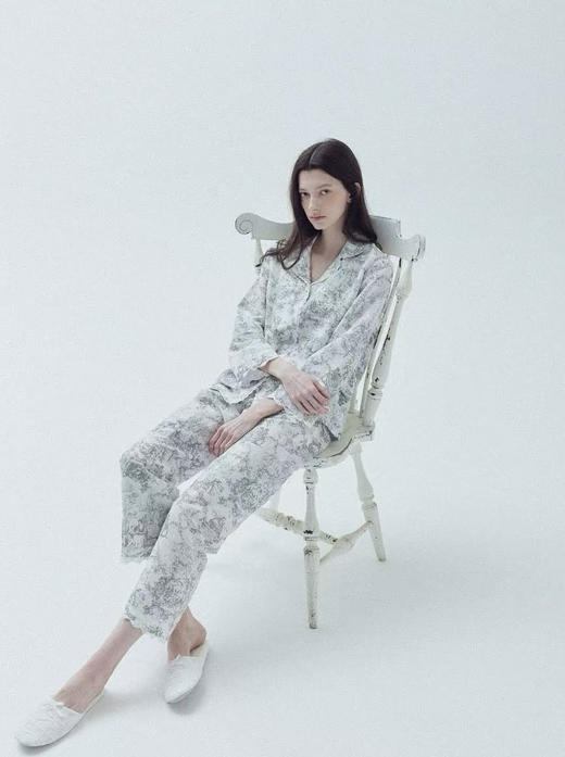 送眼罩！品牌尾单 水墨印花系列手绘艺术感家居服套装 全棉长袖+长裤+眼罩三件套 商品图3