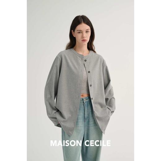 MAISON CECILE 复古羊毛软糯亲肤休闲通勤圆领随性风衬衫 商品图1