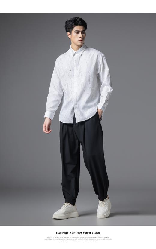 PINLI品立2025秋季新款男士肌理感长袖衬衫潮牌宽松休闲打底衬衣GD253113040 商品图8