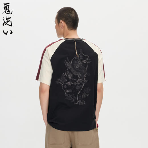 ONIARAI/鬼洗25秋泥棒蓝天青格里芬宝藏刺绣插肩袖短T男 25NOB38 商品图2