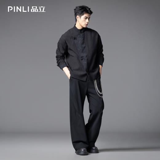 PINLI品立春季新款新中式盘扣立领夹克中国风提花休闲外套男B253104029 商品图1