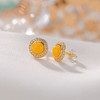 【骄阳盛我】S925纯银圆珠镶嵌蜜蜡耳钉耳饰【CW-ED04194】 商品缩略图2