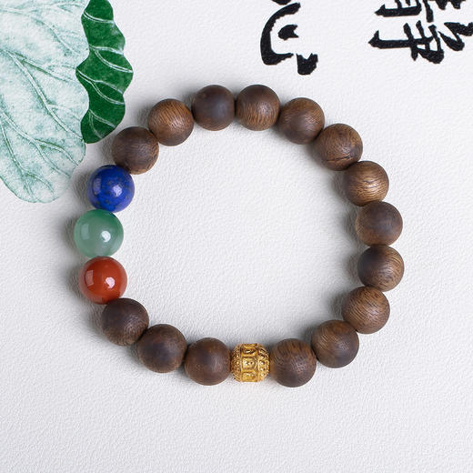 xy0565沉香+南红青金石非洲翠手串 商品图0