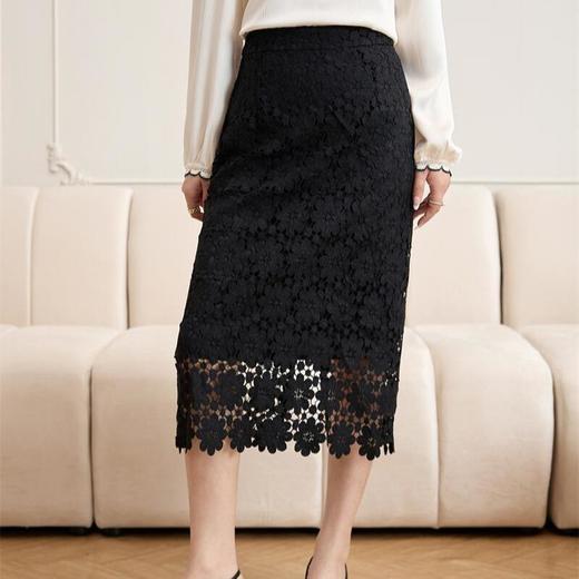 「自」全新升级【铂金会员183/天猫249/差价66】(53615)洛诗琳气质剪花工艺镂空蕾丝2025秋季半身裙新款高腰包臀裙 商品图2