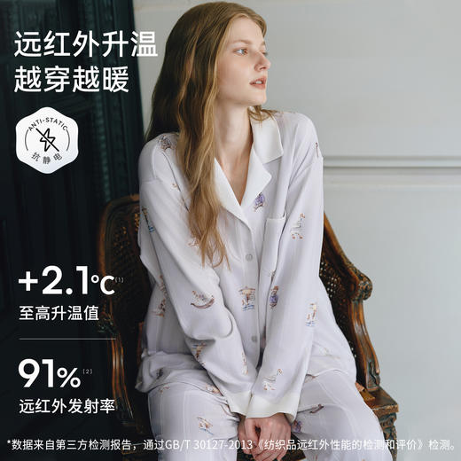 【家居服专场】嫚熙幸运鹅秋冬季火山小磨毛女士睡衣保暖情侣长袖家居服2025新款 商品图4