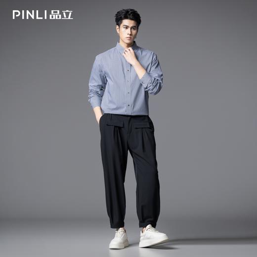 PINLI品立春季新款商务休闲长袖衬衫男扣领尖领格子宽松衬衣GD253113062 商品图1